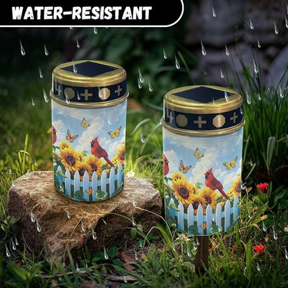 Butterfly Solar Lights Outdoor Waterproof Walkway Cardinal Sunflower Solar Lights for Outside Decorations in Memory of Loved Ones