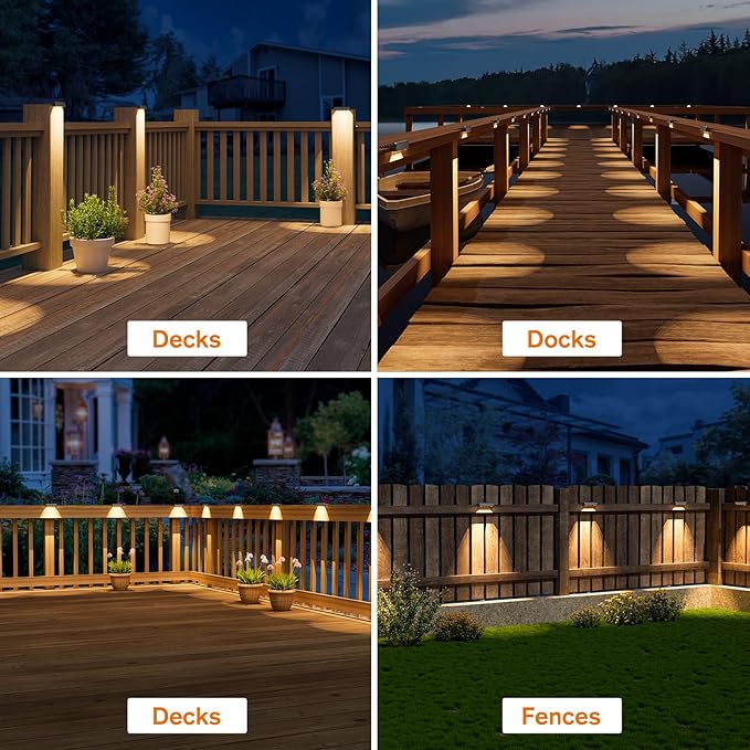 NIORSUN Solar Deck Lights Outdoor 16 Pack, IP65 Waterproof Large Size LED Stair Lights with Lenses, Auto ON Off Warm White Step Lights for Outside, Deck, Patio, Fence, Yard, Pathway and Railing Decor