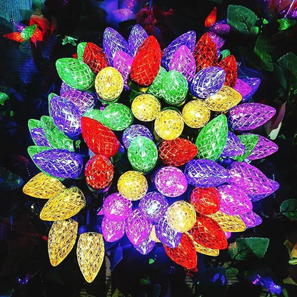 26Ft LED Valentine's Day String Lights Outdoor, C7 Vintage Christmas Lights with 52 Multicolor Strawberry Bulbs, Plug in Fairy Lights for Indoor Patio Porch Garden Party Wedding Roofline House Decor