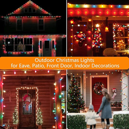 Christmas Lights Outdoor 25Ft C7 LED Vintage Christmas Lights 27 Shatterproof LED Multicolor Bulb Light(2 Spare), Outdoor Xmas Light for Patio Wedding Party Holiday Roofline Tree Decor