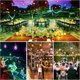 Mlambert 96Ft(2x48ft) Outdoor Patio Lights, RGB Dimmable Cafe String Lights with 30+5 Commercial Grade LED Edison | Lumora