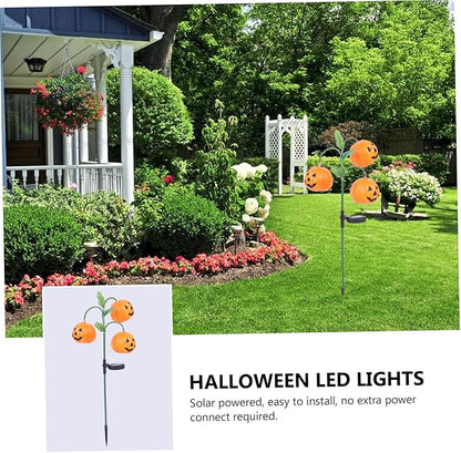 DOITOOL Ground Pumpkin LED Light Outdoor Halloween Lawn Lamp Plastic Garden Solar Lamp for Pathway Courtyard Decoration