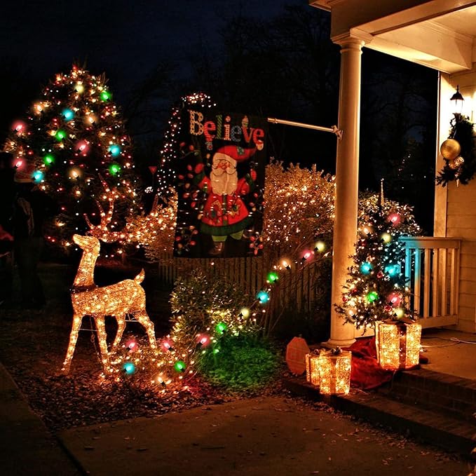 SUNSGNE 25 Feet Multicolor Christmas Lights, C7 LED Outdoor Vintage Christmas Lights with 27 LED Clear Colored | Lumora