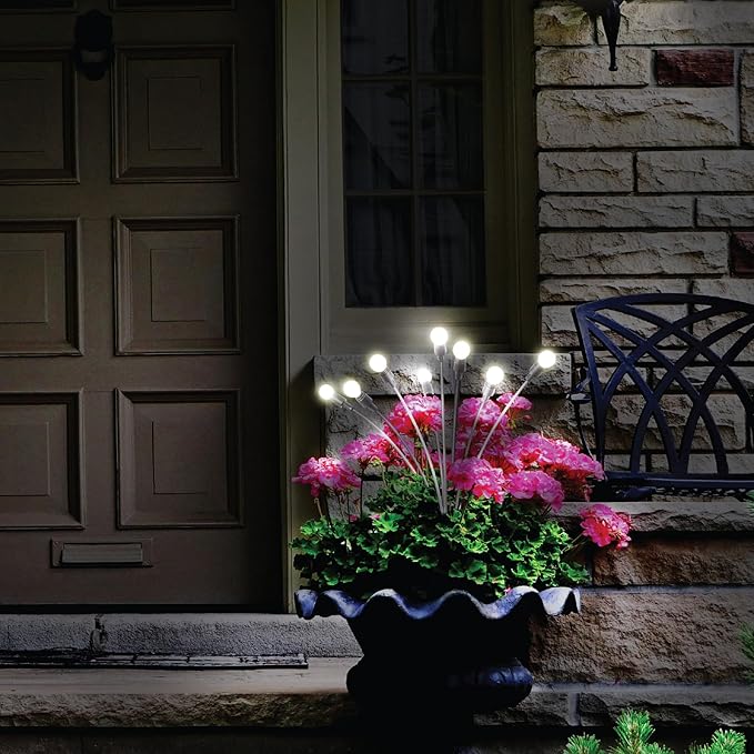 Sensor Brite Solar Garden Lights, Adjustable Firefly Lights with 10-Hour Illumination, Auto ON/Off Outdoor Garden Lights, Easy Install LED Light Pair, Weatherproof Garden Decor, Pack of 2