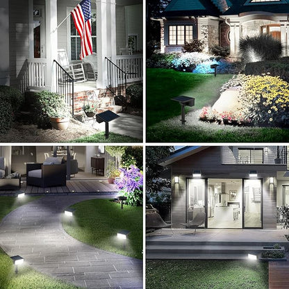 T-SUN Solar Spot Lights Outdoor 4 Pack, 49 LED 2 Lighting Modes, IP65 Waterproof Landscape Spotlights, 2 in 1 Auto On/Off Solar Lights for Yard, Garden, Driveway, Pathway (White)