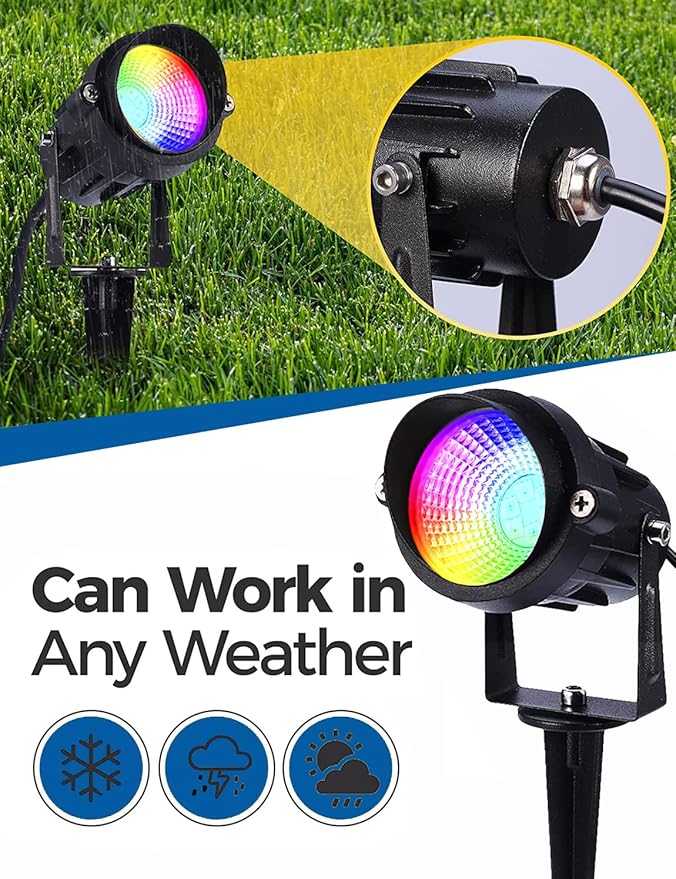 Halloween Landscape Lights with Remote Control 120V Landscape Lighting 12W RGBW Outdoor LED Spotlights Color | Lumora