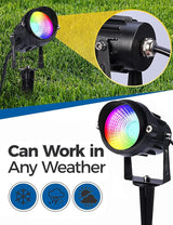 Halloween Landscape Lights with Remote Control 120V Landscape Lighting 12W RGBW Outdoor LED Spotlights Color | Lumora
