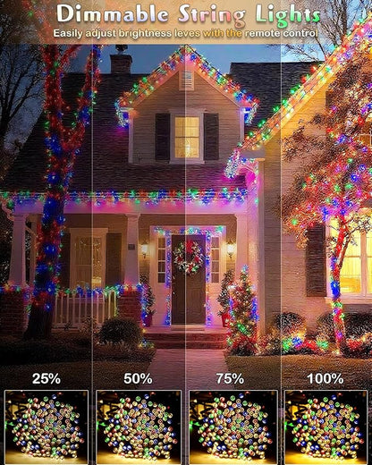 580 LED String Lights, 196FT Indoor Outdoor Fairy Lights, Waterproof Twinkle Christmas Decorations Lights with Remote for Bedroom Outside Tree Garden Halloween Patio Camping Wedding Party Decor