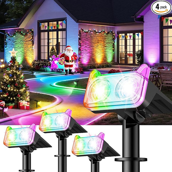 LETMY Solar Spot Lights Outdoor Waterproof with Bigger LED, 4 Pack 135°Adjustable Solar Lights Outdoor, 2-in-1 Wall | Lumora