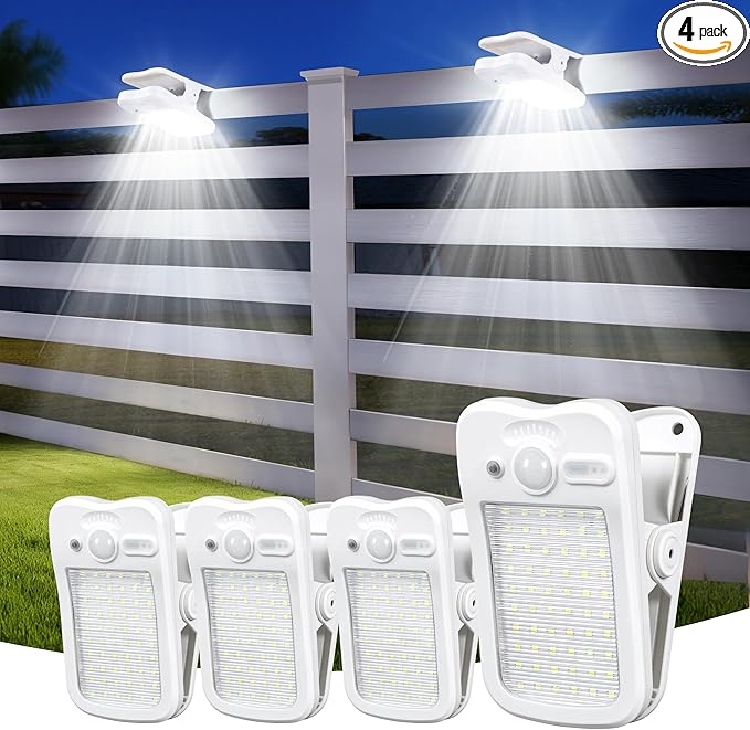 Clip on Solar Lights for Fence, 3 Modes Solar Motion Lights Outdoor Waterproof, 60LEDs 500LM Portable Security | Lumora