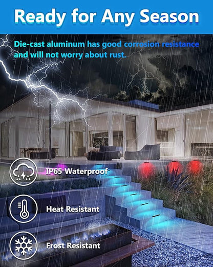Teekuv 8 Pack 7 Inch RGB LED Hardscape Lighting, 5W Smart Retaining Wall Lights 16 Million Colors with Remote Control, IP65 Waterproof Landscape Paver Lights, 12V AC/DC Low Voltage Outdoor Lighting