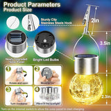 Solar Hanging Lanterns Outdoor: 12 Pack Cracked Glass Ball Lights with Hook - Waterproof Warm White Fairy Globe | Lumora