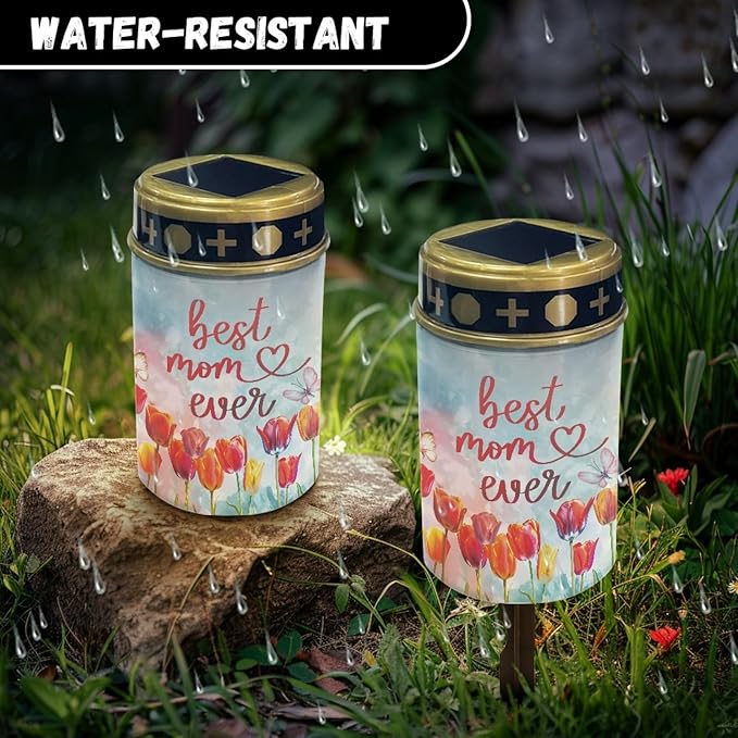Best Mom Even Cemetery Lights for Grave,Solar Outdoor Lights Garden Lights Solar Stake Lights Waterproof Pathway | Lumora