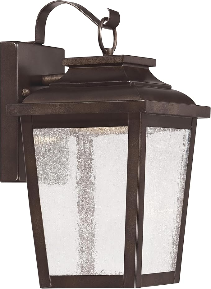 THE GREAT OUTDOORS Irvington Manor 1 Light LED Wall Mount in Chelsea Bronze with Clear Seeded Glass