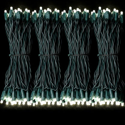 LAMPHOME 600LED (12pk of 50L) String Lights, LED Christmas Lights, 6" SPACING,Green Wire, White