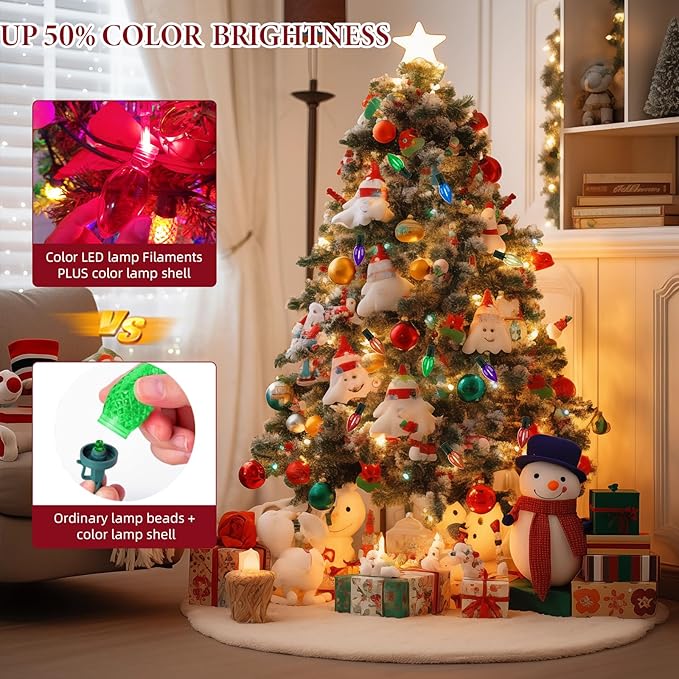Kawaya Outdoor Christmas C9 LED Clear Tree Lights, 25ft 25 Bulbs Multi Colored Decoration, IP65 Commercial Waterproof Xmas String for Outside Roof House Walkway
