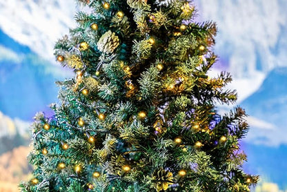Novelty Lights 25ft 50 LED Yellow Christmas Lights Outdoor/Indoor, 6" Spacing, Green Wire String Lights for Festive Xmas Lighting, IP55, UL Listed, Dimmable, Connectable