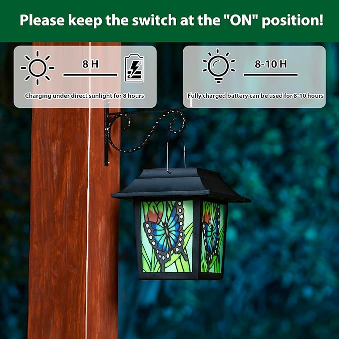 Glitzhome 2 Pcs 30" H Solar Pathway Garden Lights-Solar Outdoor Decorative Lights with Colored Butterfly Design, LED Landscape Lighting for Yard Lawn Sidewalk Driveway Garden