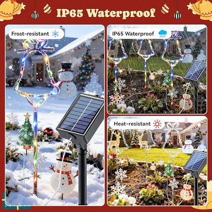 6 Packs Christmas Bell Solar Garden Lights with 8 Light Modes, 21.65 Inches Tall Christmas Outdoor Light with 20 LEDs Each, Solar Outdoor Xmas Decor for Garden, Path, Patio (Multiple-Colored)