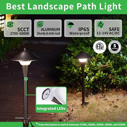 Low Voltage Landscape Sidewalk Lighting - 5 Color Temperature Led Pathway Lights Wired, 12v Walkway Light IP65 Waterproof, Oil Rubbed Bronze Aluminum 5W 200LM for Backyard Garden (4 Pack)