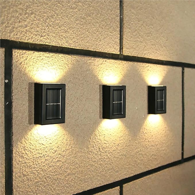 QUQUQ Solar Pathway Lights Solar Wall Lights Outdoor LED Up and Down Waterproof Power-Saving Yard Patio Decor(Warm White,1 Pack)