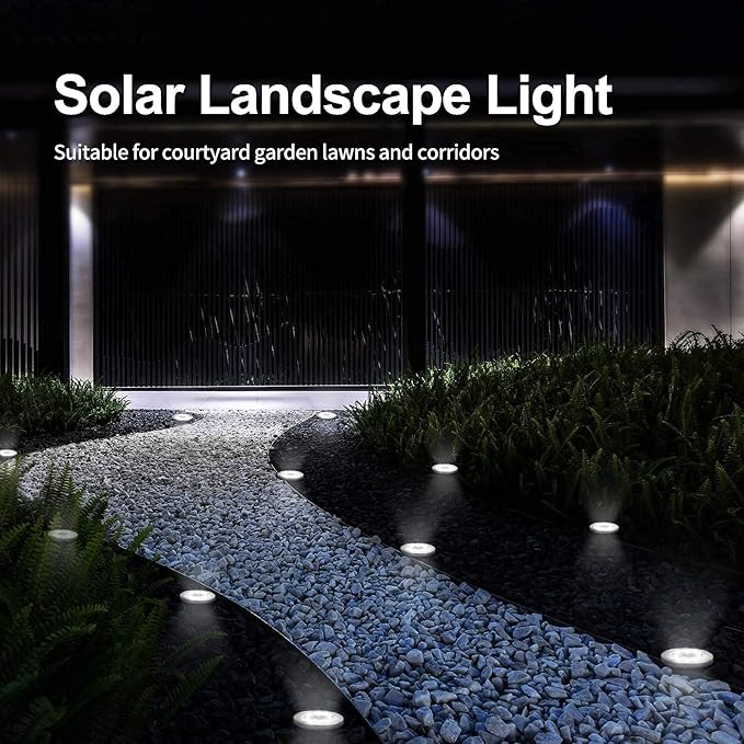 Aogist 12 Pack Solar Disk Lights - 8 LED In-Ground Outdoor Landscape Lights for Pathway, Yard, Walkway, Patio, Lawn | Lumora