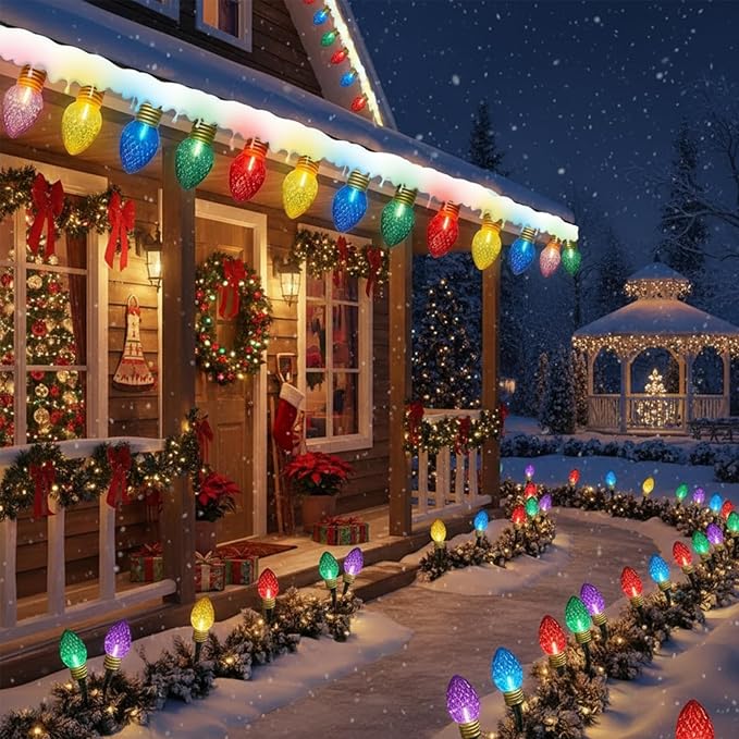 16FT Jumbo Christmas Lights,C7 Jumbo Xmas String Light Christmas Outdoor Decorations Lights with 10 Large Diamond | Lumora