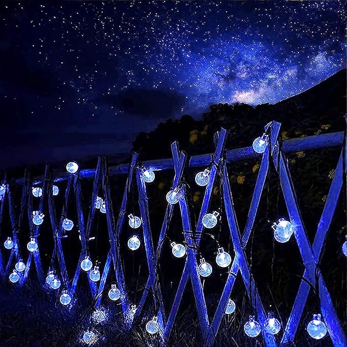 Lezonic Halloween Decorations Solar Lights,Solar Light Outdoor Waterproof with 8 Lighting Modes 7M/ 24 Ft,50 LED Solar Outdoor String Lights for Tree,Garden,Patio,Party,Festival (Blue)