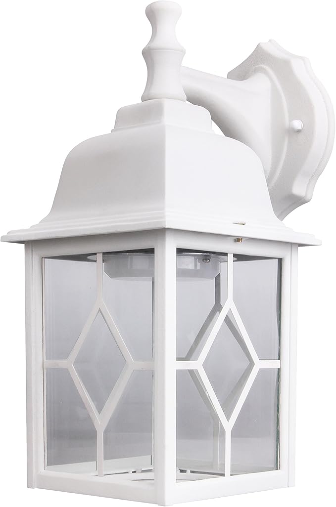 LIT-PaTH Outdoor LED Wall Lantern, White Large Exterior Wall Light Fixture, 5000K Daylight White, 11W 1000 Lumen | Lumora