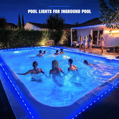 JMEXSUSS 200 LED Pool Accessories Solar Rope Lights Outdoor, 72ft IP 65 Outdoor Waterproof Solar Pool Lights with 8 Modes, Blue Solar Christmas Lights for Trampoline Fence Yard Walkway Christmas