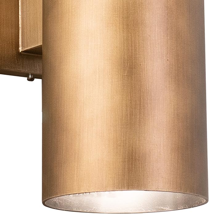 VAXCEL 2-Pack Chiasso 14.25 in. H 2-Light Warm Brass Outdoor Wall Sconce Rust-Resistant Aluminum Gold Metal Shade | Lumora