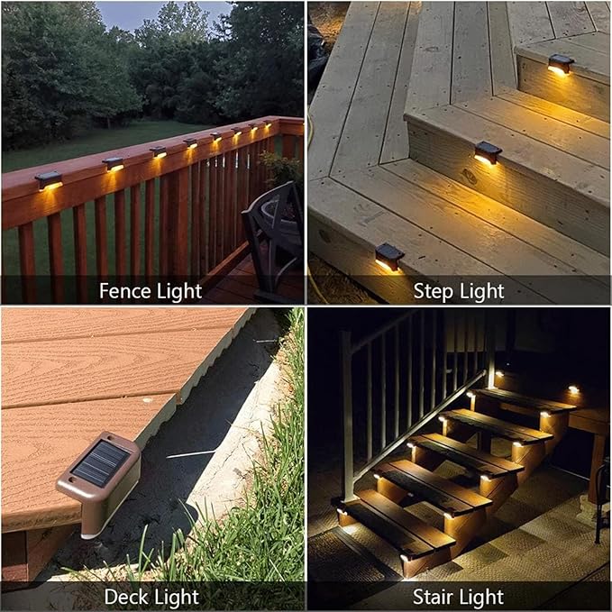 Solar Deck Lights Outdoor 18 Pack, Outdoor Lights Waterproof Led Lights for Outdoor Stairs,Yard, Fence, Patio(Warm White)