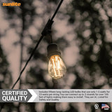 Sunlite 48ft Outdoor String Lights, 1.5W Commercial Grade, Waterproof, Linkable Strands, UL Listed, 15 Hanging | Lumora