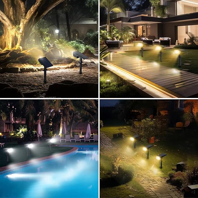 10pack Solar Spot Lights Outdoor,Auto On/Off Solar Lights Outdoor Waterproof IP65,2-in-1 Solar Powered Outdoor | Lumora