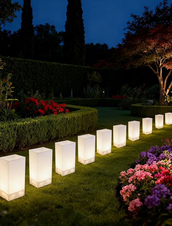 10 Pack Christmas Luminaria Pathway Lights - Enchanting Glowing Paper Bag Walkway Lights with 20 Stakes | Lumora