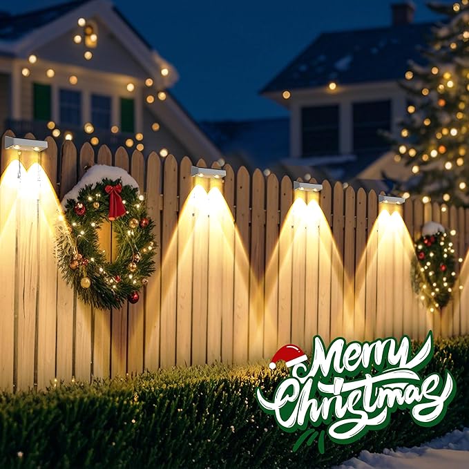 Brizled White Solar Fence Lights Outdoor, 11 Modes & 9 Colors Color Changing Solar Wall Lights, 100 Lumens IP65 | Lumora