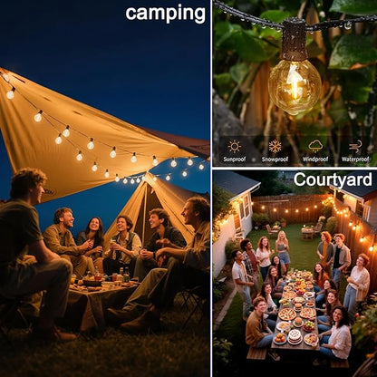 Outdoor LED String Lights with 100 Feet G40 Globe 52 Plastic Bulbs(2 Spare), Waterproof Hanging Light for Patio Backyard Porch Balcony Party Decoration