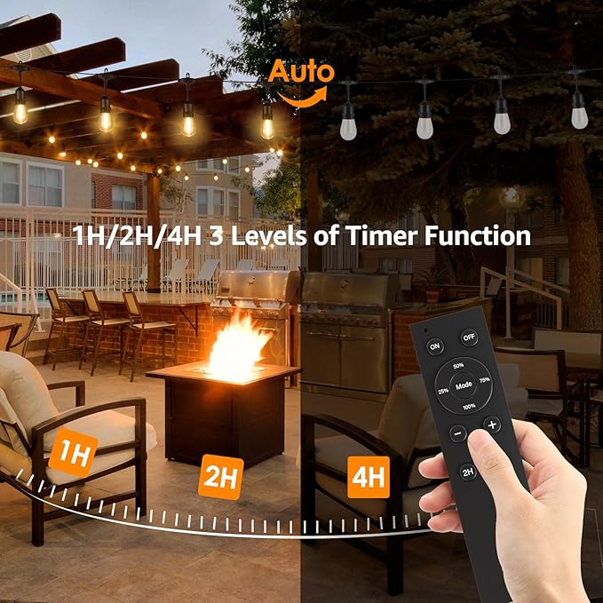 25FT ST38 LED Outdoor String Lights Bundle with 120W Outdoor Dimmer Plug