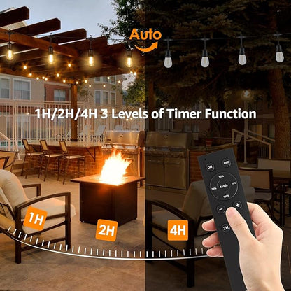 25FT ST38 LED Outdoor String Lights Bundle with 120W Outdoor Dimmer Plug
