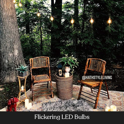 Brightech Ambience Pro Solar Powered LED Outdoor String Lights - 27 Ft Commercial Waterproof Patio Lights with Flaming, Flickering Bulbs - Shatterproof String Lights for Halloween, Porch, Deck