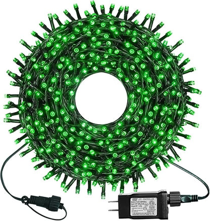 kemooie 300 LED Green St. Patrick's Day Lights, 99 FT 8 Twinkle Modes Connectable Plug in Green Wire String Lights, Waterproof Christmas Lights for Party Irish St Patrick's Day Xmas Decorations