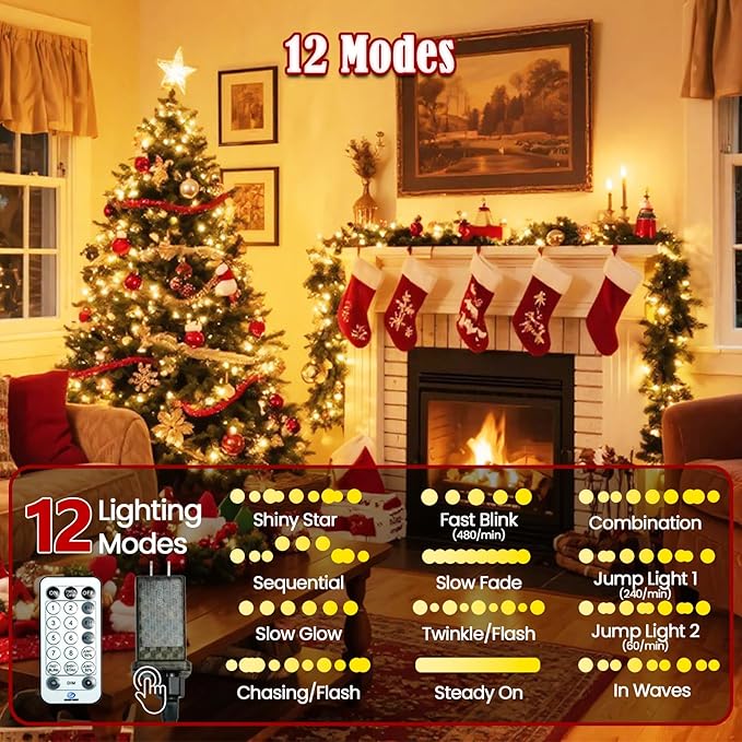 2026 New Voice Control 88ft 240LED Smart String Lights Outdoor/Indoor | String Lights with Remote, 12Modes, 7Voice Commands & Timers, Christmas Twinkle Light for Xmas Tree Decor (Warm White)