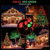 105FT 300 LEDs Red Green Christmas Lights Outdoor Indoor, Christmas Tree Lights Party Decorations, 8 Lighting Modes | Lumora