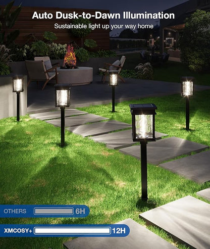 XMCOSY+ Solar Pathway Lights Outdoor, Adjustable Warm & Cool White, 50 Lumens Bright Garden Lights, 6 Pack IP65 Waterproof Landscape Lighting, Outside Lights for Front Yard Lawn Walkway Driveway Patio