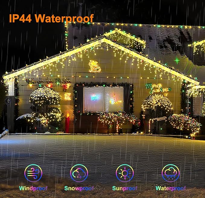 LED Icicle Lights for Outdoor Christmas Decorations,82Ft 1000 LEDs Color Changing Christmas Fairy Light,APP & Remote Control,17 Lighting Modes,Plug in RGB hanging Curtain Lights for Xmas Party Wedding