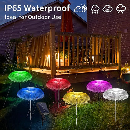 Solar Outdoor Lights 6 Pack 7 Colors Changing Jellyfish Light Outdoor Waterproof Solar Flowers Garden Lights for Yard Pathway Lawn Festival Wedding Party Decoration