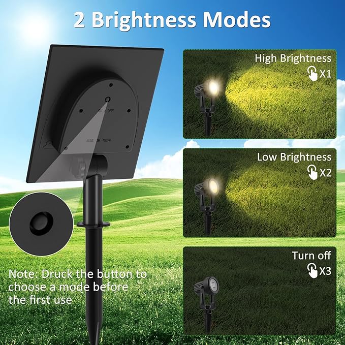 T-SUNUS Solar Christmas Spotlight Outdoor Warm White 3000K, 4-in-1 Spot Lights IP65 Waterproof 9.8ft Cable 5W | Lumora