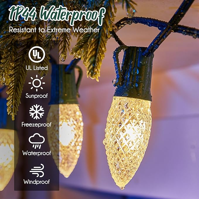Brightown C9 Light Strand, 100 FT Outdoor String Lights Christmas Stringer with 100 Sockets for Christmas Decor | Lumora