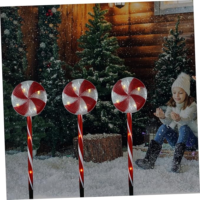 1set Solar Powered Candy Cane Pathway Lights Lollipop Design for Outdoor Christmas Decoration Charming Solar | Lumora