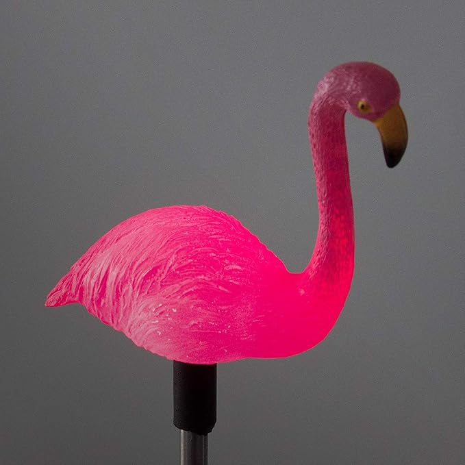Set of 1 Solar Garden Stake Lights with Color Changing LED or Regular White LED Landscape Path Lights (1 Piece) (Flamingo)